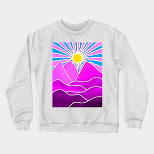 Pink Mountain Nature Sunset Crewneck Sweatshirt